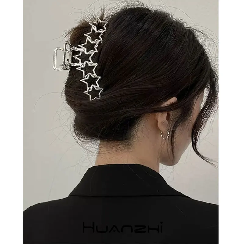 Metal Hollow Out Circle Love Heart Star Big Shark Clip for W
