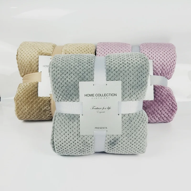 Мягкие теплые фланелевые одеяла для кровати однотонные розовые синие коралловые