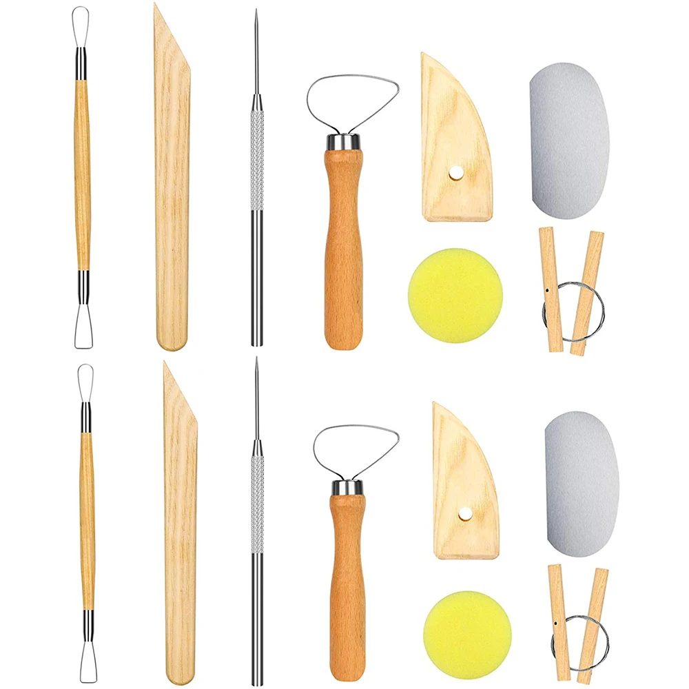 

2 Set Pottery Polymer Clay Tools Set, 8 Pcs Each, The Most Essential Ceramic Clay Tools, For Beginner Level