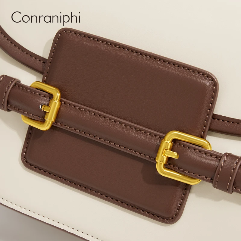Conraniphi Designer Handbag New Fashion shoulder Messenger Retro Leather Chain Small Square Bag Original Women Brand