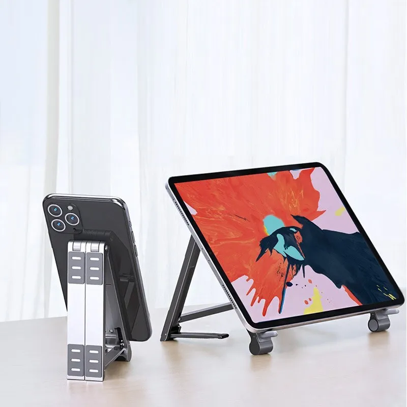 

Magic Foldable Aluminum Laptop Mobile Phone Stand For Macbook Notebook Mobile Tablet Holder Desk Stand Factory