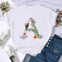 womens t shirt letter a z printed tees t shirt girl harajuku style short sleeved o neck t shirts female summer ladies tee tops