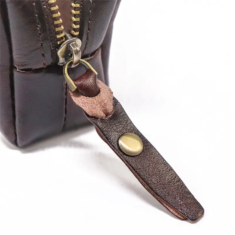 Simple leisure luxury natural genuine leather glasses storage bag daily outdoor first layer cowhide cosmetic bag coin purse