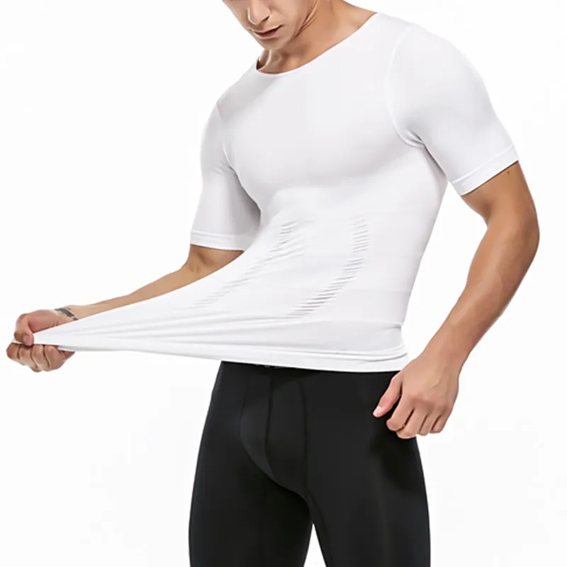 

Men's Shapewear Breathable Sleeves Abdominal Tightening Waist Thin Waist Chest Fat Burning Compression Underwear Seamless Short