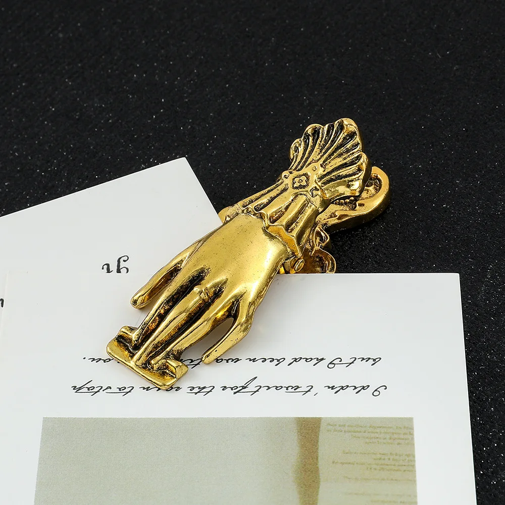 Новинка серебряная Винтажная закладка латунная Дамская ручка в форме руки для