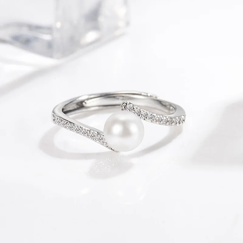 

Genuine 925 Sterling Silver Pearl Jewelry Gemstone for Women CN(Origin) Wedding Bands Pearl Silver 925 Jewelry Rings Box Females