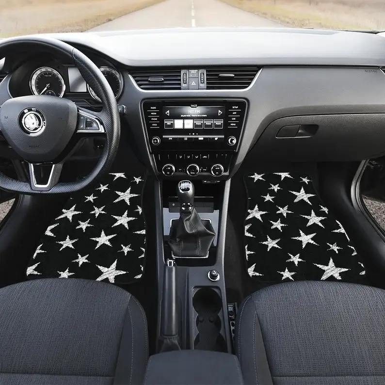 

Black Stars Car Floor Mats Set, Front and Back Floor Mats for Car, Car Accessories