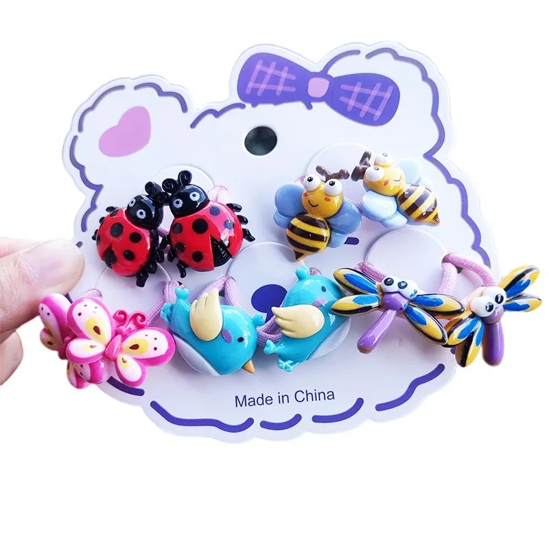 

2 шт. новые милые детские эластичные резинки для волос с мультяшными пчелами и бабочками для девочек детские резинки для волос аксессуары дл...