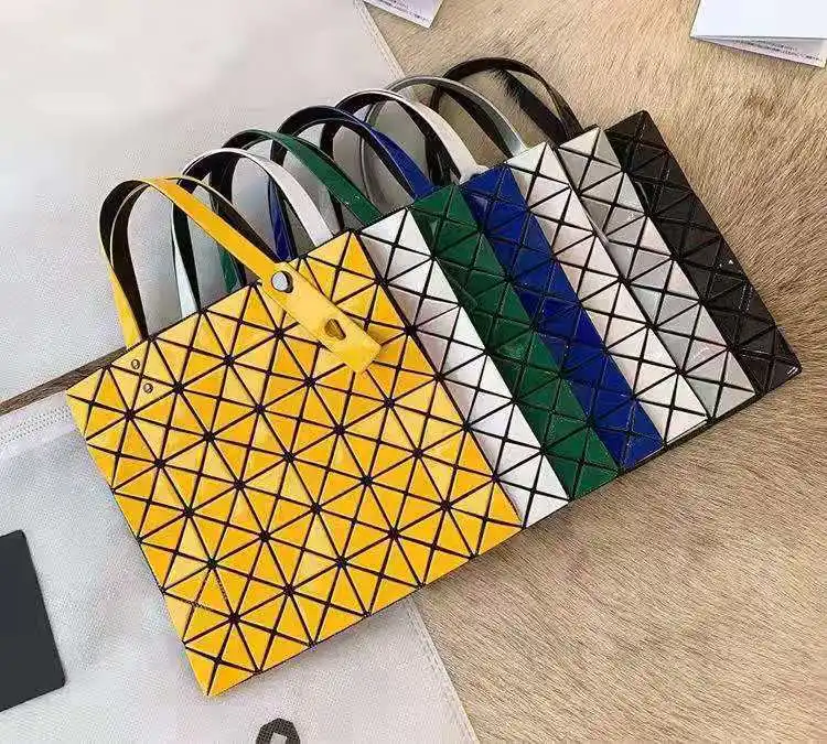 

Geometric shoulder rhombic bag Japanese 6-grid tote bag laser 6x6 rhombic explosion geometric folding handbag shoulder bag