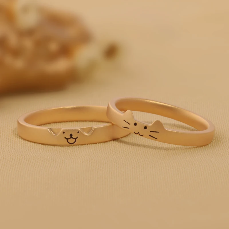 Дизайнерские мужские и женские кольца ручной работы на тему кота собаки