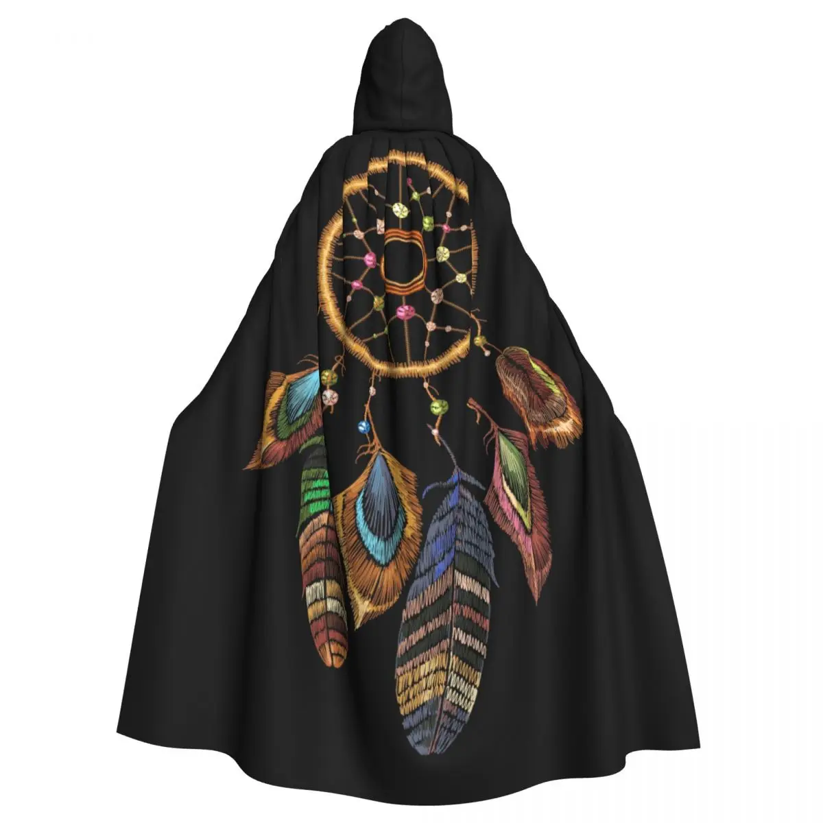 

Unisex Witch Party Reversible Hooded Adult Vampires Cape Cloak Embroidery Dream Catcher Boho Indian Talisman Dreamcatcher