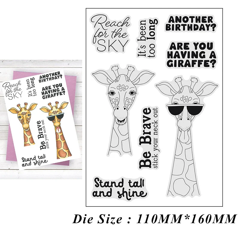 

Reach for The Sky Giraffe Birthday Transparent Clear Stamp Scrapbooking Photo Album DIY Silicone Seals Decorative Stamp Crafts