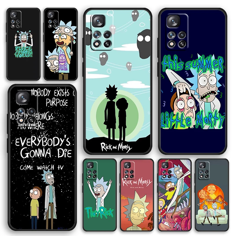 

Ricks M-Morts Cartoon Black Phone Case For Xiaomi Redmi Note 12 11E 11S 11 11T 10 10S 9 9T 9S 8T 8 Pro Plus 5G Cover
