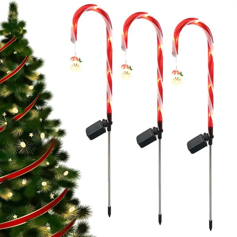 

Solar Candy Cane Lights LED Light Solar Powered 3pcs IP65 Waterproof Candy Cane Decoration Yard Ornament Energy-Saving Lawn