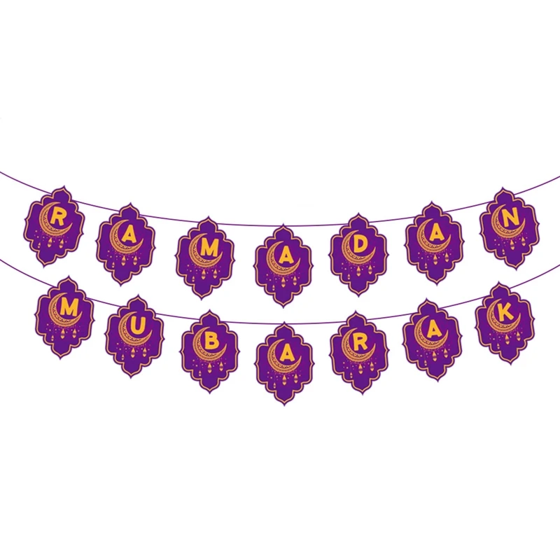 

Eid Mubarak Banner Moon Star Pull Flag Party Decorations Supplies Ornament