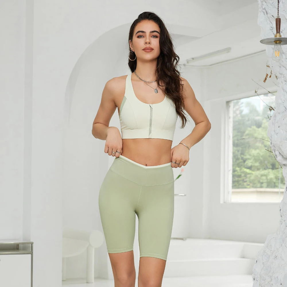 Women Plus Size Yoga Sets Workout Sportswear GymClothing Fitness Sleeveless Bra V-shaped High Waist Shorts Sports Suits