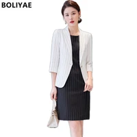work fashion dress suits 2 piece set for women blazer solid jacket dress short mini dress businesss office lady suit feminino