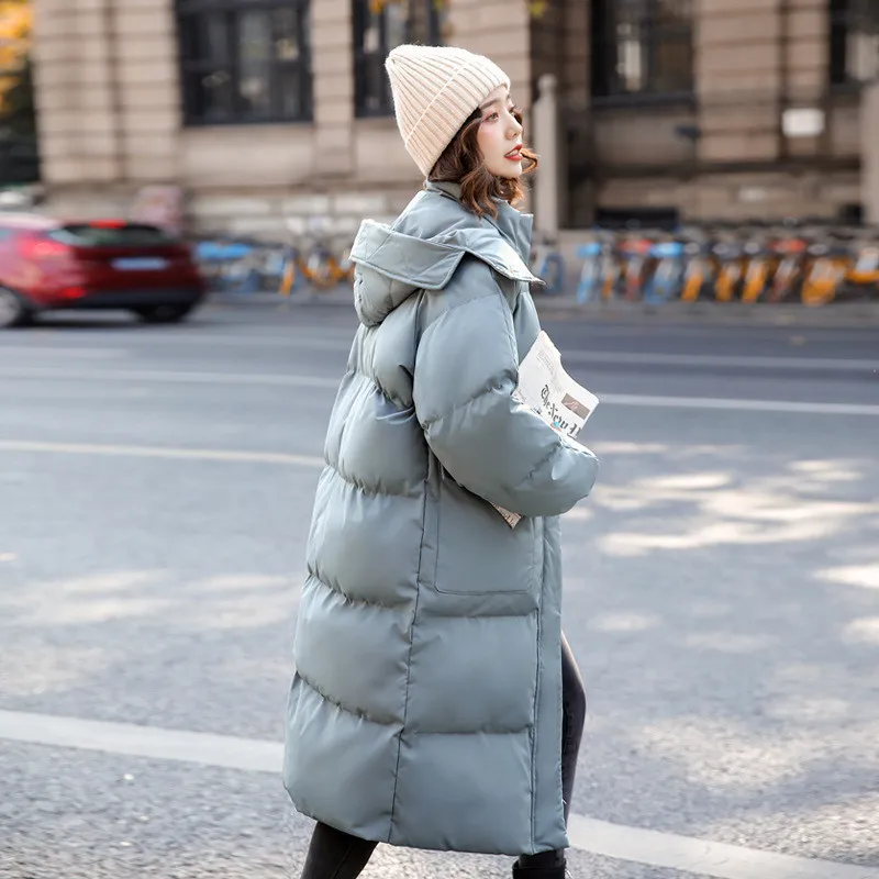 Loose Hooded Thicken Long Parkas Streetwear Cotton Padded Warm Windproof Winter Coat White New Snow Wear Women Jacket Outwear