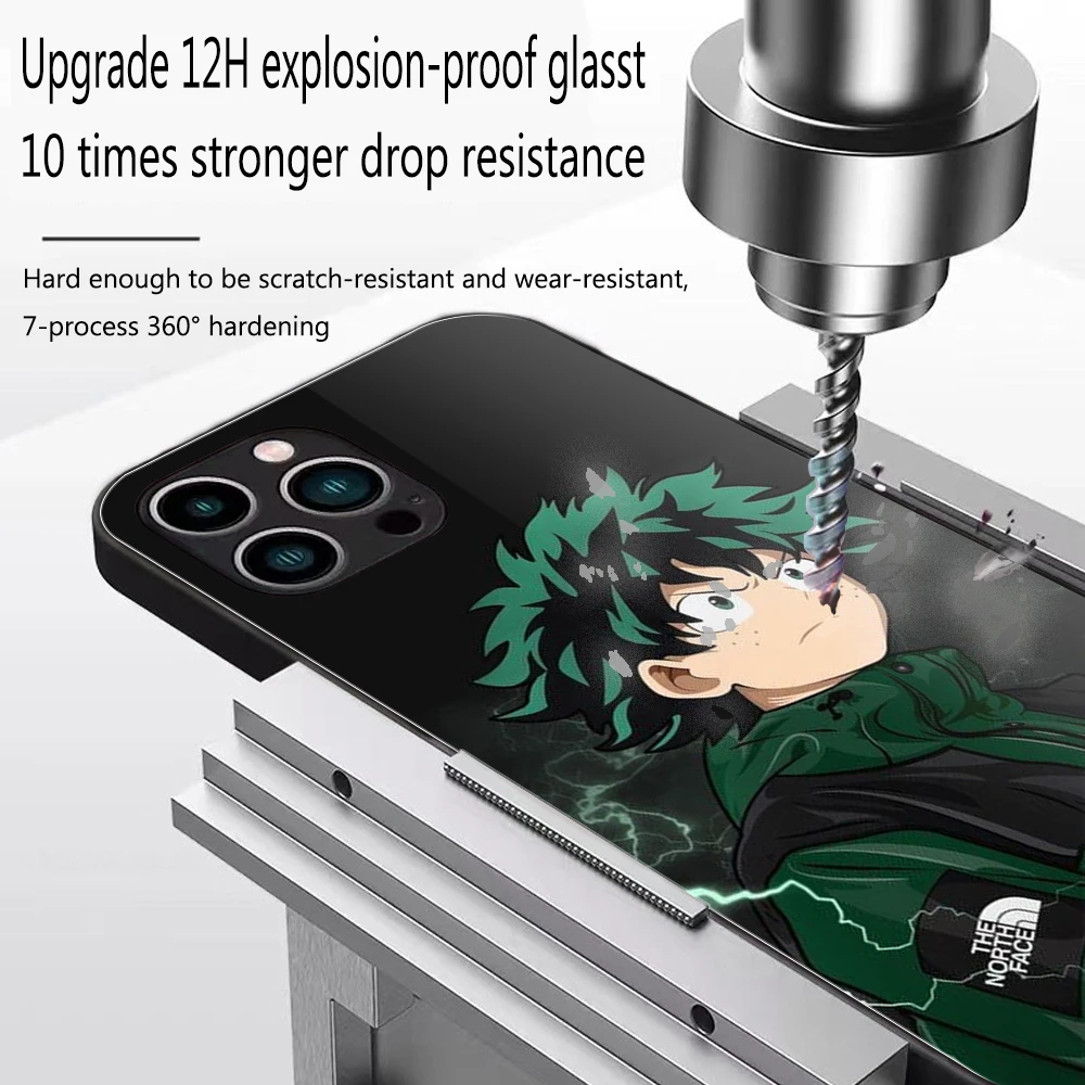 For IPhone 13 Pro Luxury Academia Anime Izuku Phone Case Tempered Glass 13 11 12  XR XS MAX 7/8 X 14 Plus 12 Mini Covers