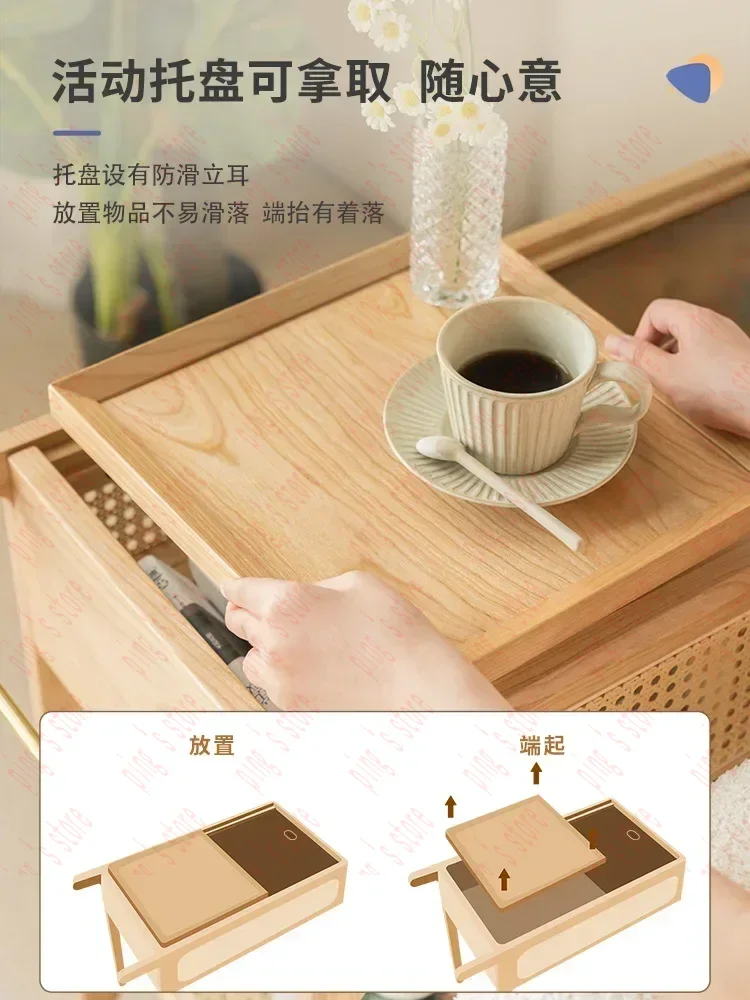 Подвижный боковой столик из массива дерева для гостиной многофункциональная