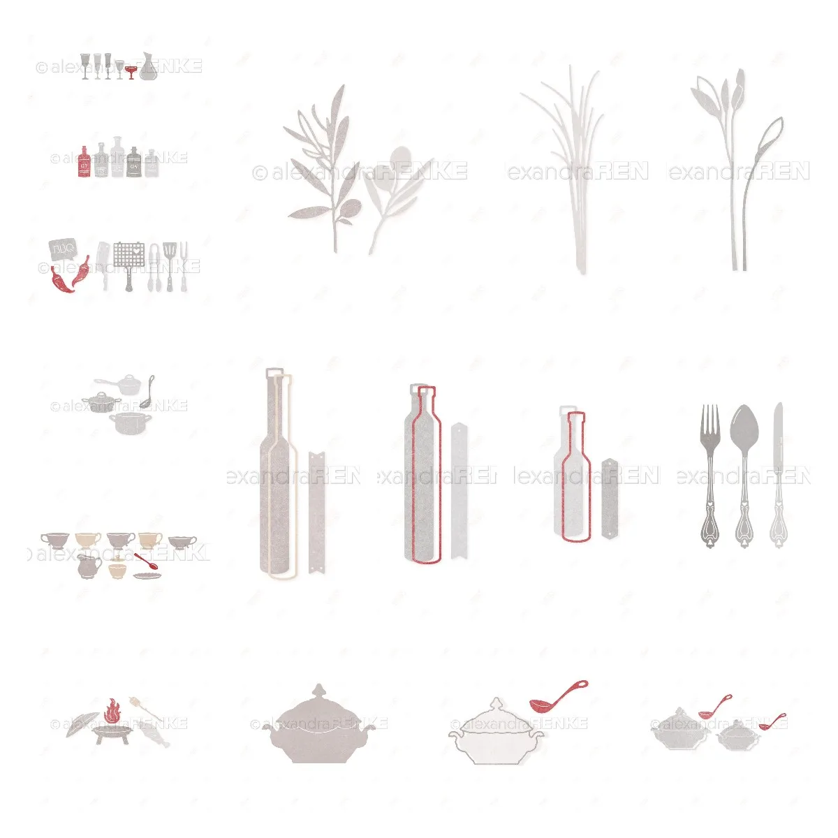 

Thyme Rosemary Mini Glassware Set Metal Cutting Dies Scrapbook Diary Decoration Embossing Cut Die DIY Make Card Album