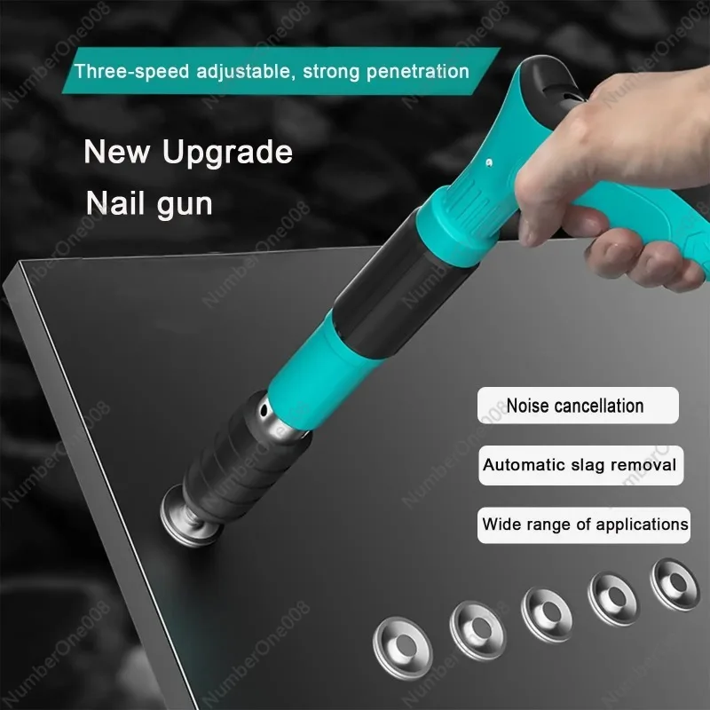 Ручной стальной пистолет с 110 круглыми гвоздями портативный клепальный