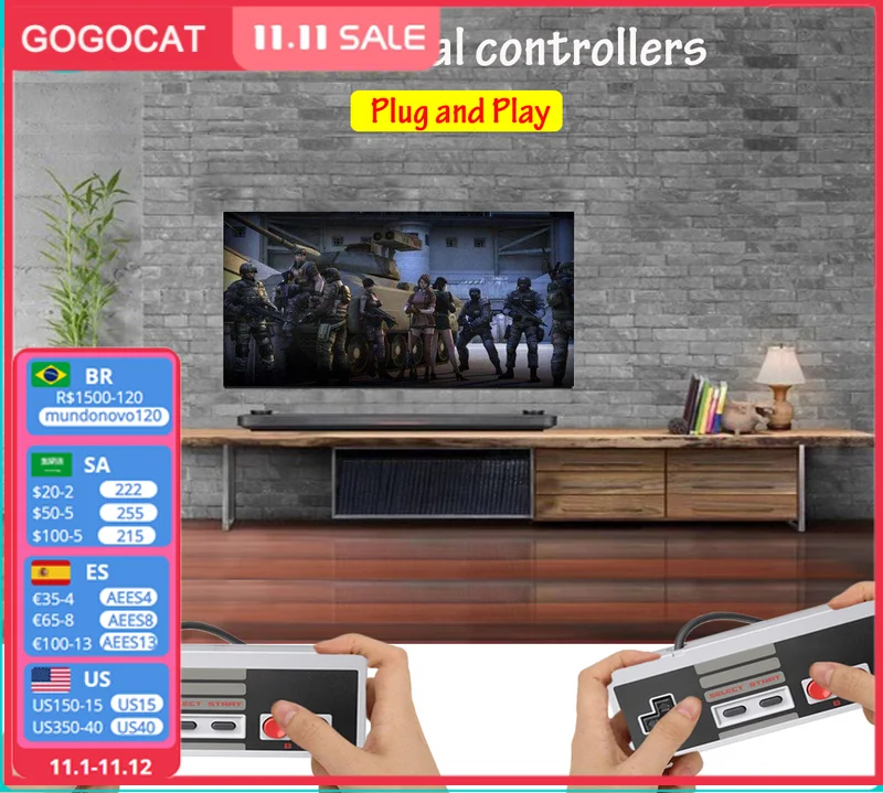 

Новинка 2019, Классическая Мини- игровая консоль в стиле ретро , встроенный 620 игр , 8 бит , PAL & NTSC , семейный ТВ, ручной игровой плеер , двойной гей...