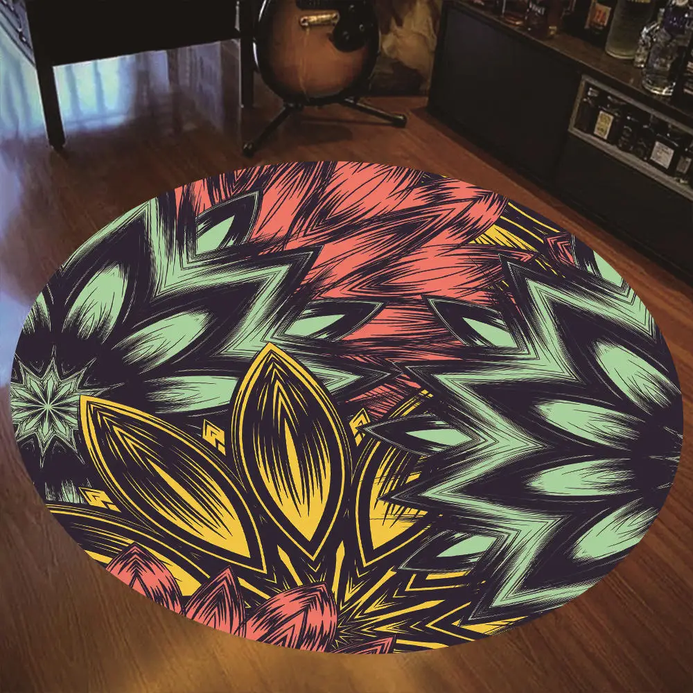 Круглые ковры для гостиной богемные растения с принтом гостиная спальня детский