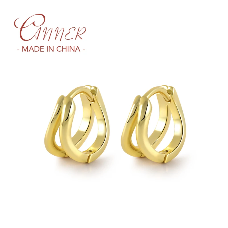 

Серьги-кольца женские двухслойные из серебра 925 пробы с блестящим покрытием