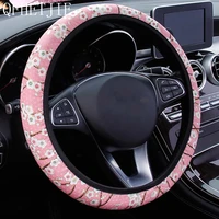 qfhetjie fashion cherry blossom pattern car steering wheel cover without inner ring diameter 38cm universal type