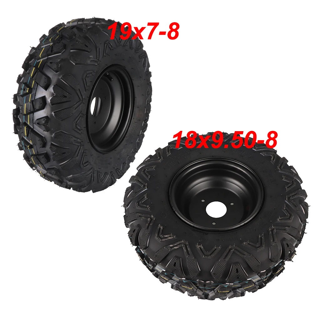 Фото Бескамерная шина 19x7-8/18x9,50-8 дюймов с 3-ключением для 110-150cc ATV GO KART UTV Внедорожный велосипед Гольф-кара Четырехколесный велосипед Внедорожный велосипед №1