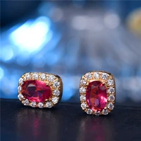 new colorful square stud earring womens earrings large luxury woman jewelri oval zircon earings 2022 fashion red gold wedding