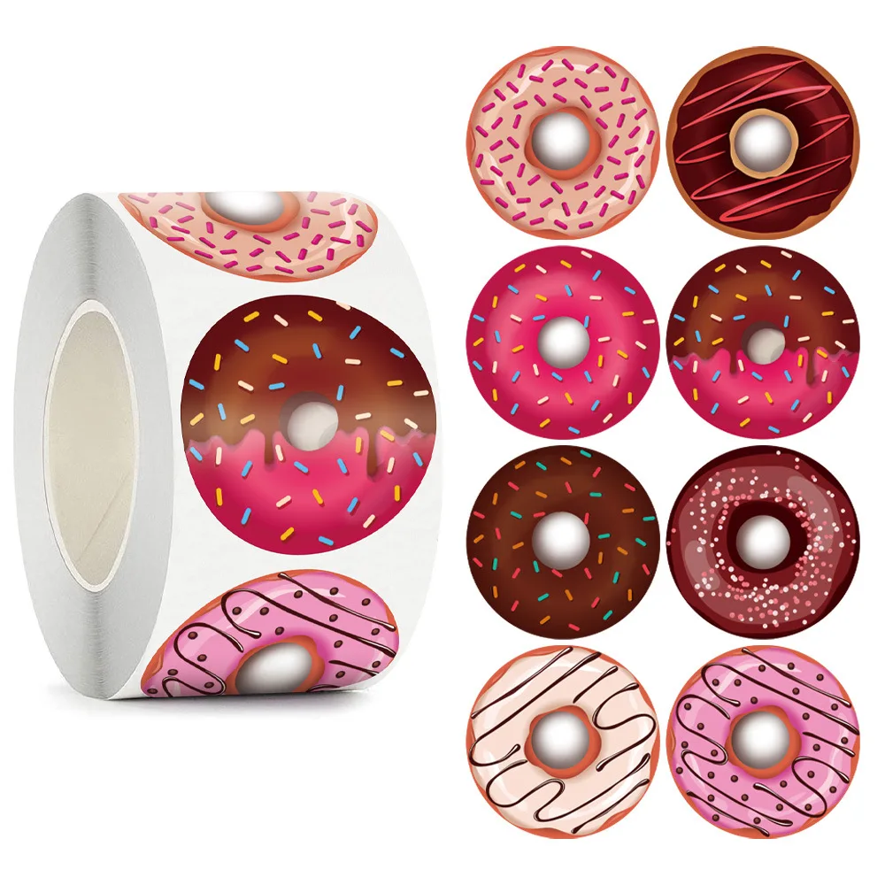 

Handmade For 8 Delicious Donuts Looking Stickers Designs Bread Dessert Cake Stickers Baking Donut Labels