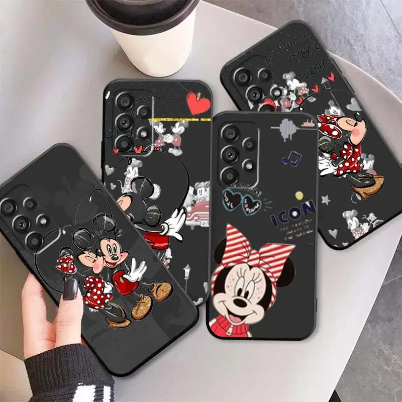 

Pink Disney Minnie Mickey Black Phone Case For Samsung A73 A72 A71 A53 A52 A51 A42 A34 A33 A32 A23 A22 A21 A13 A04 A03 5G