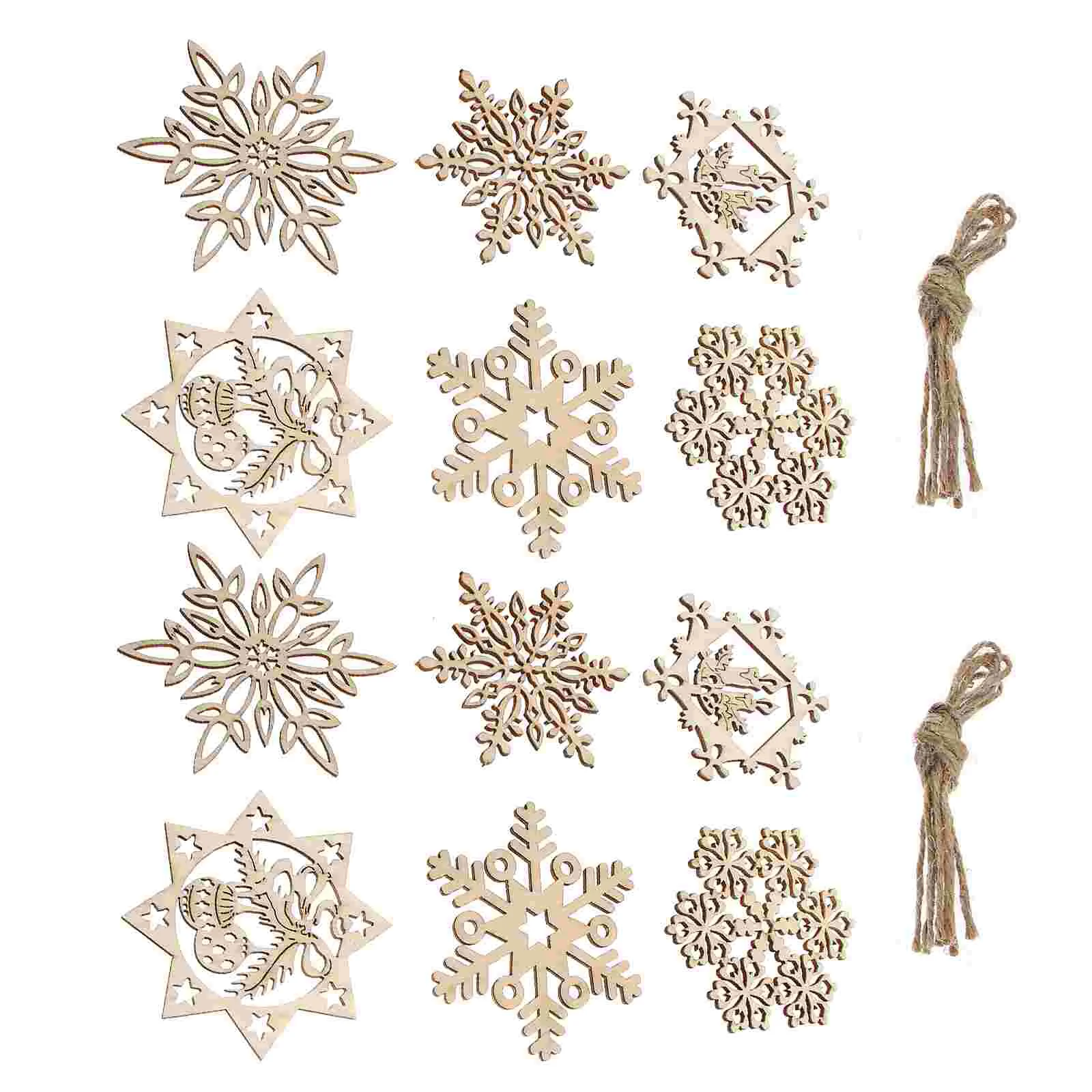

30pcs Christmas Snowflakes Slices Chips Craft DIY Accessories Shaped Embellishments for Christmas Tree