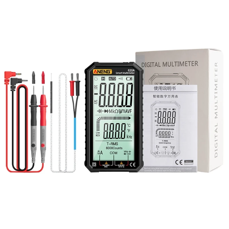 

True-RMS Auto-Ranging Digital Multimeter AC DC Amp Volt Ohm Diode HZ NCV Tester