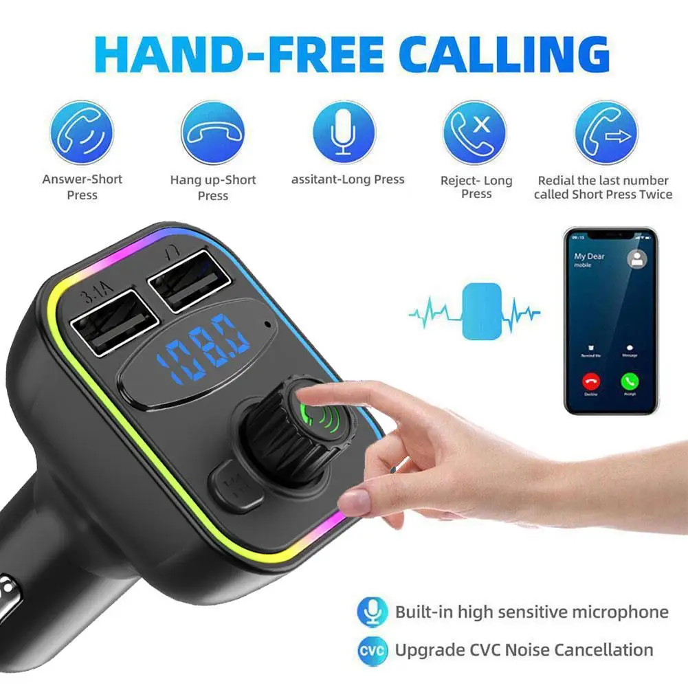 

FM-трансмиттер автомобильный, Bluetooth 5,0, USB Type-C, а