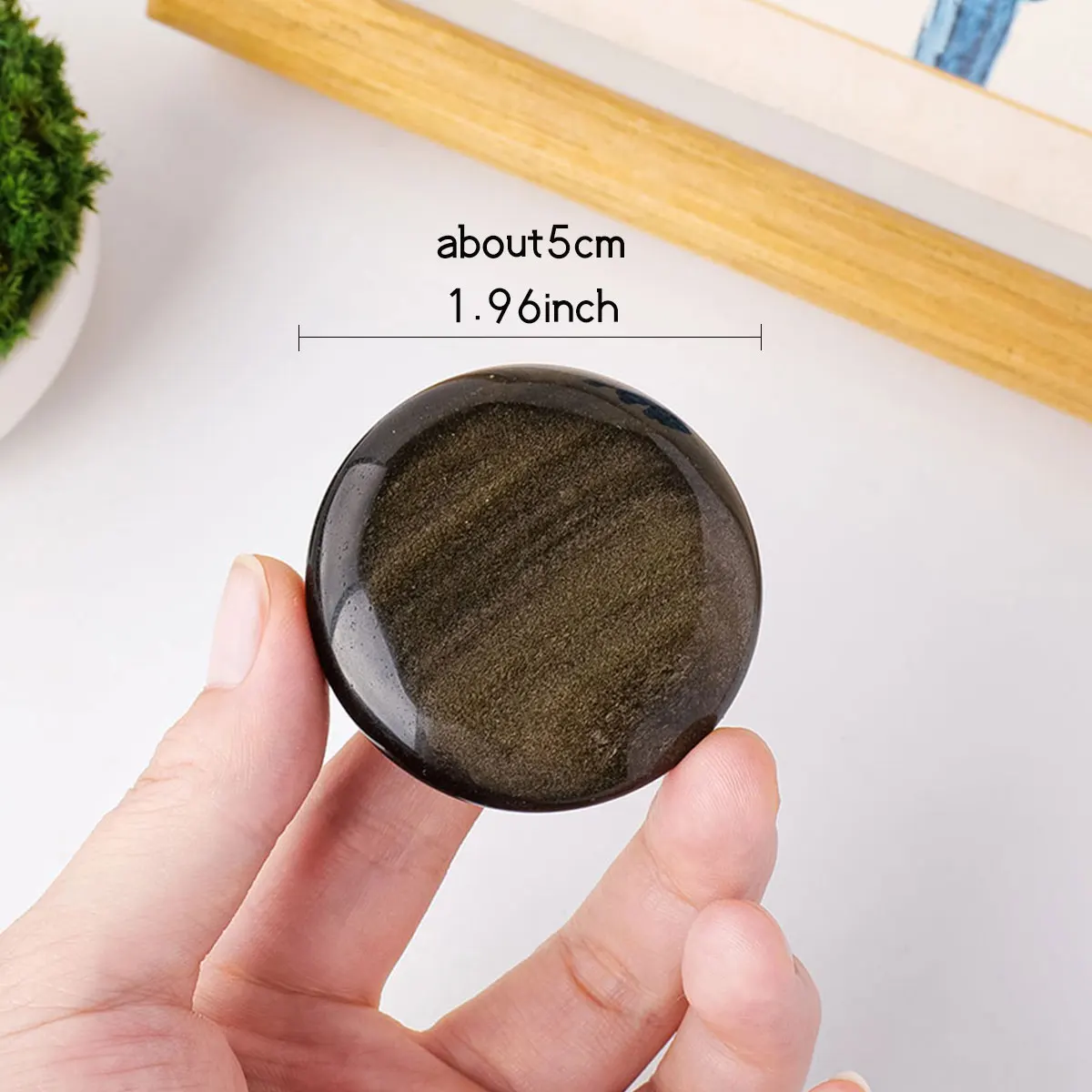 

1 Шт., Натуральный Золотой Обсидиан, Необработанный Круглый Кусок, Массажный Камень Для Снятия Стресса, Кристалл Для Йоги