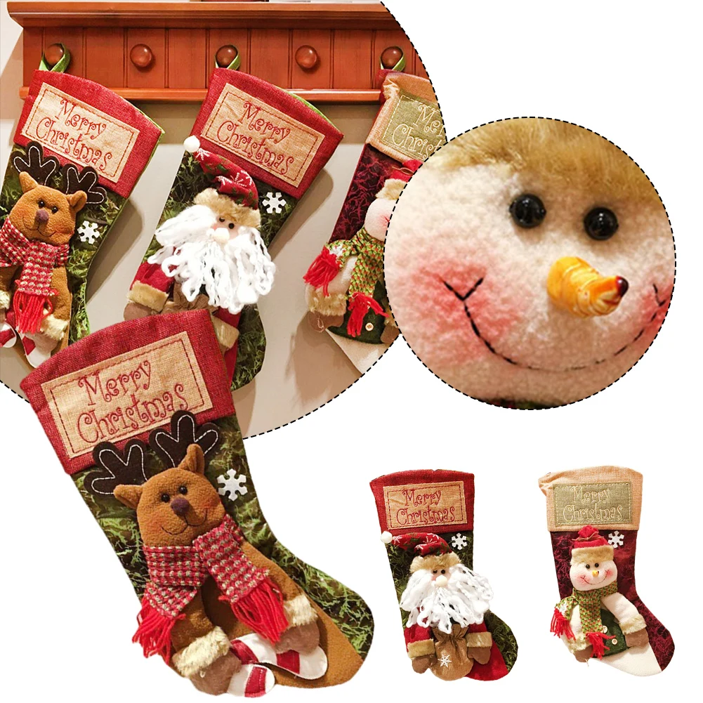 

Christmas Stocking Santa Socks Large Capacity Gift Bag Pendants Hanging Christmas Decor Christmas Tree Ornaments New Year Gift