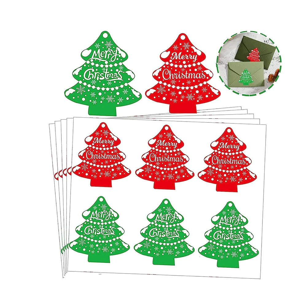 

Merry Christmas Tree Label Stickers Seals Labels for Gift Invitation Greeting Card Envelope Holiday Stickers for Xmas Party