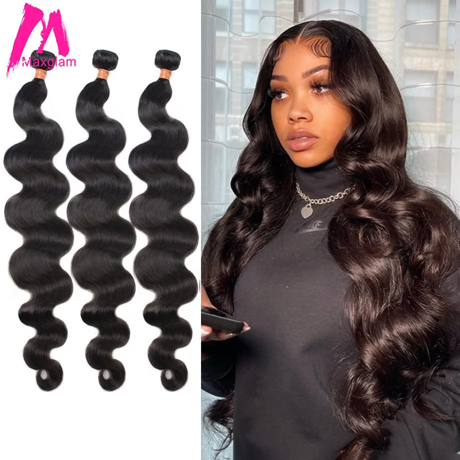 Brazilian Human Hair Weave Bundles Extension Body Wave Extensions 8 to 30 Inch Long Natural for Black Women Remy 1 3 4 Bundles