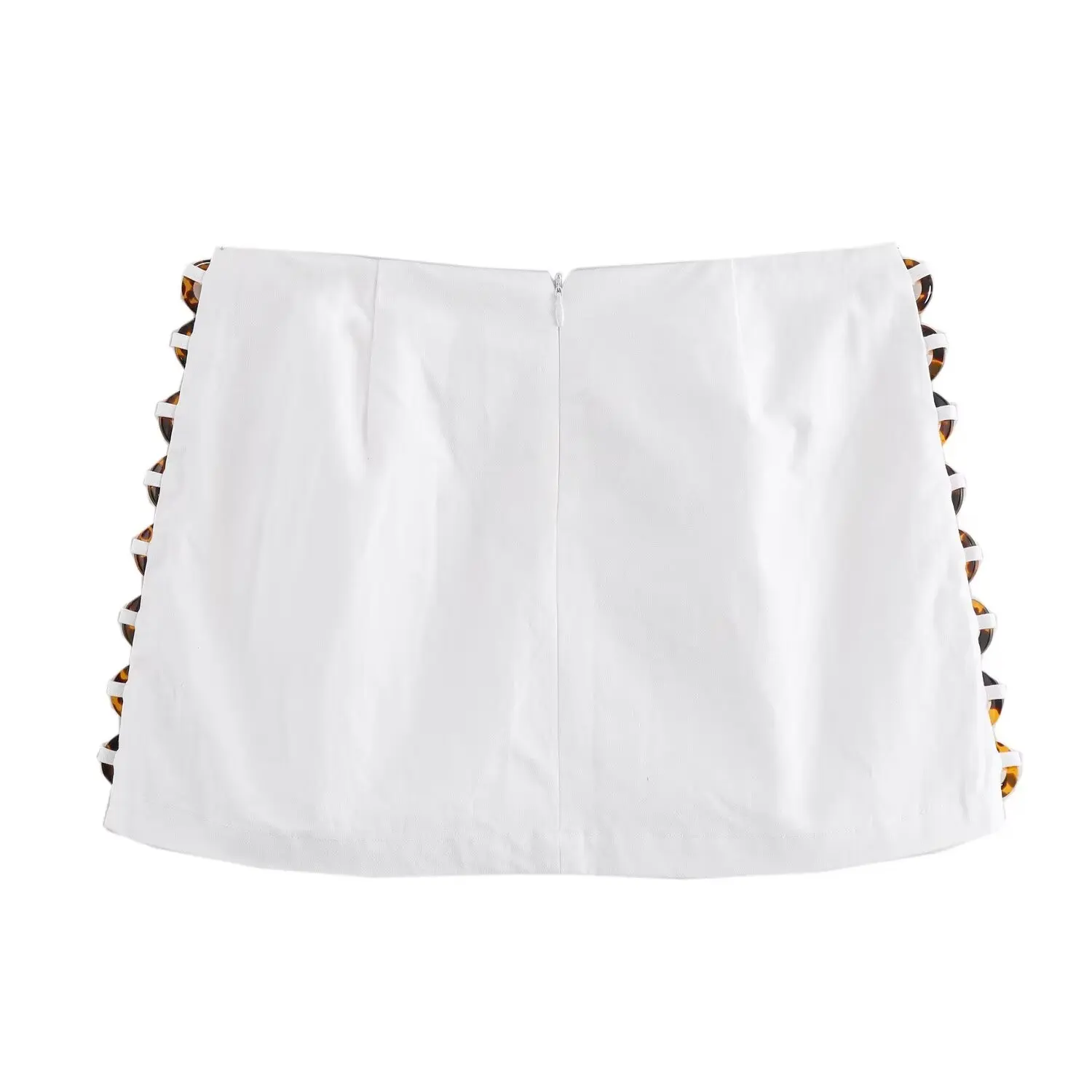 Женская мини-юбка с боковым кольцом и молнией однотонная