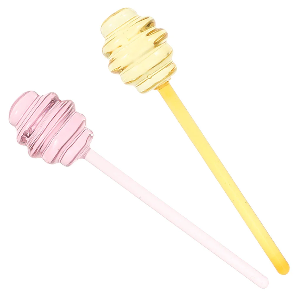 

2 Pcs Honey Stirrer Mixing Stick Glass Stirrers Stirring Rods Dipper Spoons Sticks