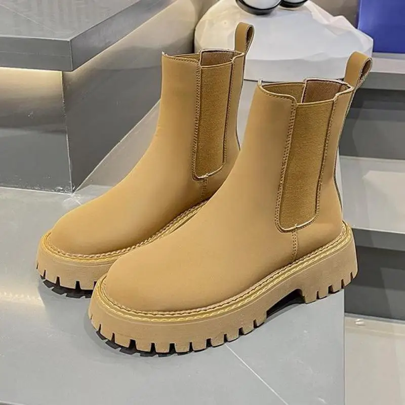 

Брендовая женская обувь Челси с круглым носком Модные ботильоны из резины 2023 Ytmtloy Челси на квадратном каблуке зимние женские ботинки из ПУ