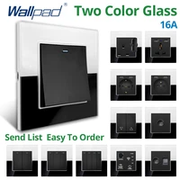 wallpad white and black tempered glass panel wall eu uk electrical outlets and switches dual usb socket 1234 gang 1 2 3 way