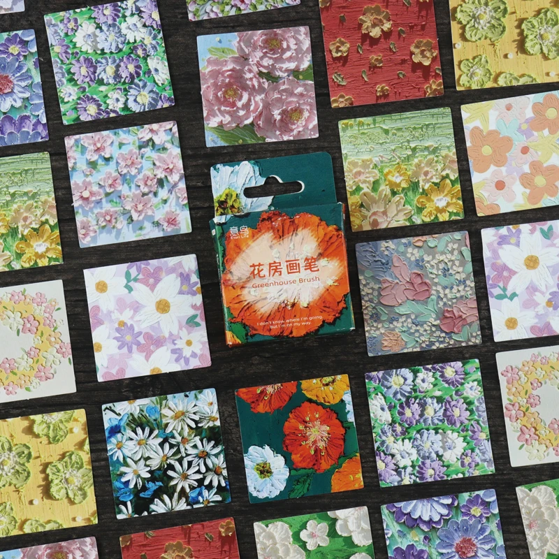

46 шт. коробка наклеек маленькие свежие красочные картины цветы Справочник декоративные фотообои Скрапбукинг