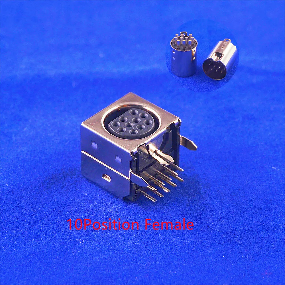 10pcs Circular Receptacle Connector Mini Din 3 4 5 6 7 8 9 10 Pin Female Din Sockets MD-SM Shield Right Angle Through Holes PCB images - 6