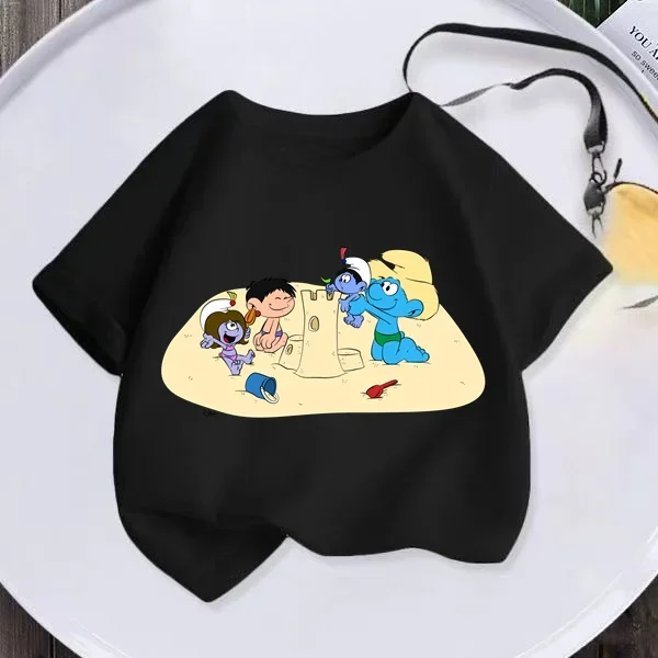 Smurfs omeloned Детская одежда Одежда для девочек мальчиков летняя детская футболка