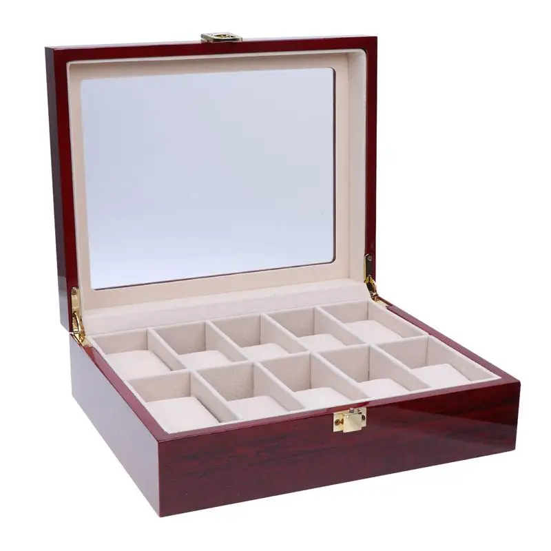 

Practical Watch Storage Case Jewelry Storage Organizer Portable Watch Display Box Jewelry Box for Home Shop (10 Grid)