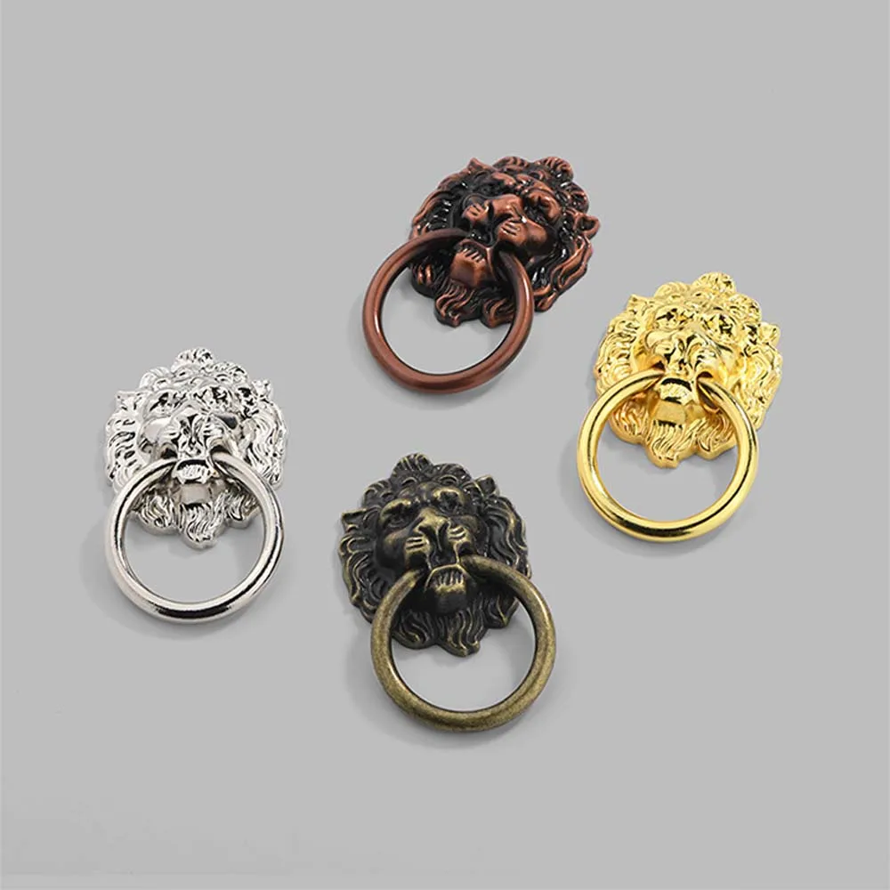 

Chinese Style Handle Classical Solid Wood Furniture Single Hole Drawer Bedside Cabinet Handle Antique Lion Head Small Pull Ring